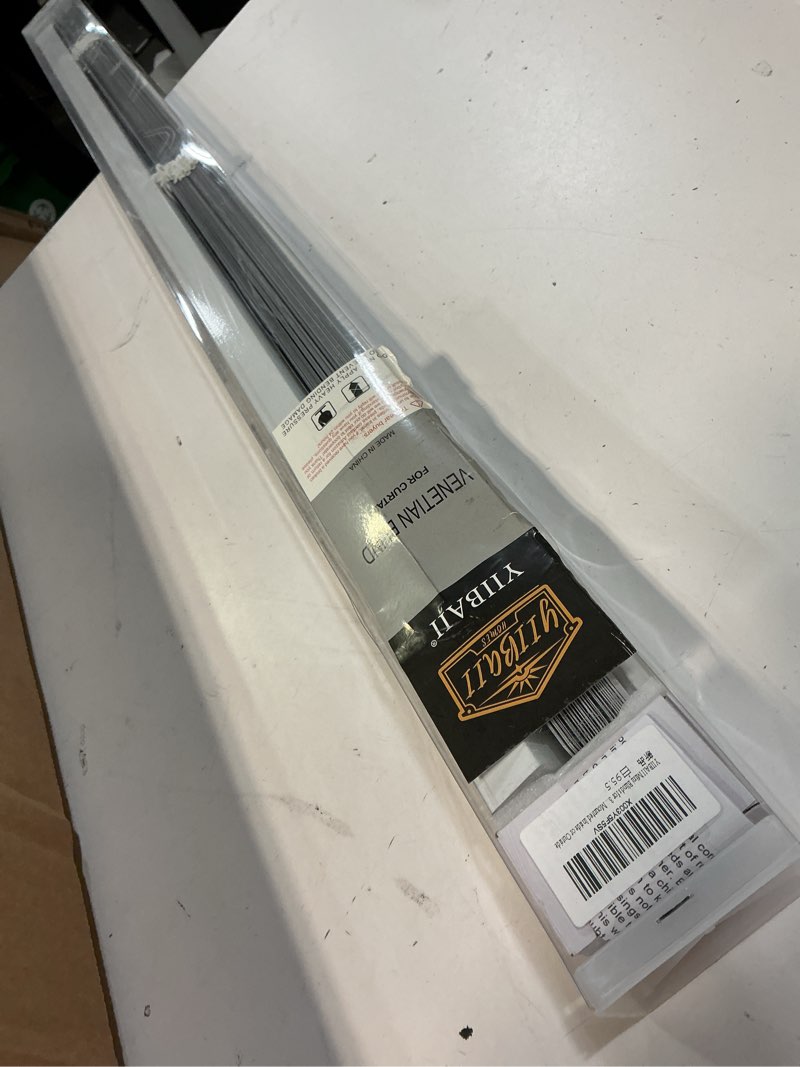 Condition photo showing New/Like New for yiibaii mini blinds suitable for 38" w x 64" h windows 1" aluminum horizontal venetian blinds darkening with rope and pole can mounted inside or outside white 38"w x 64"h