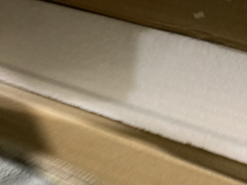 Condition photo showing As Is for VocalStar Black Metal Framed Bathroom Mirror for Wall, 22 x 30 Inch Rounded Rectangle Matte Black Bathroom Vanity Mirror Farmhouse, 1/4-inch Shatterproof Glass | Ultra-Flush Hanging Black 30"L x 22"W