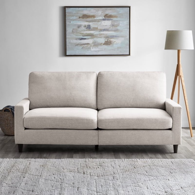 mainstays 77" square arm sofa, light grey