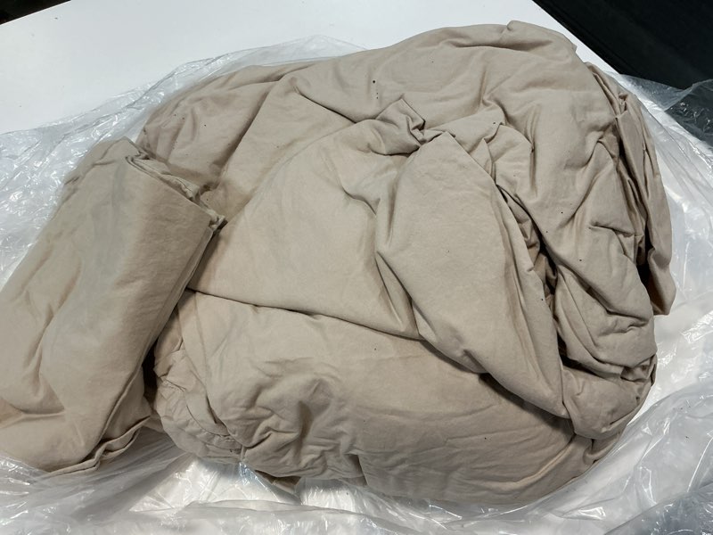 Condition photo showing As Is for quince organic brushed cotton sheet set of 4, cal king, toffee