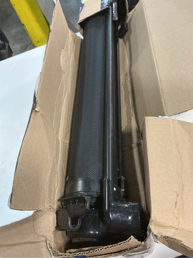 Condition photo showing As Is for reinforced 42” tall x 100” extra wide retractable baby gates for doorways extra tall pet gate with rods to prevent crawling through, dog gate for large openings extra long mesh gate, black black reinforced 42" tall x 100" wide