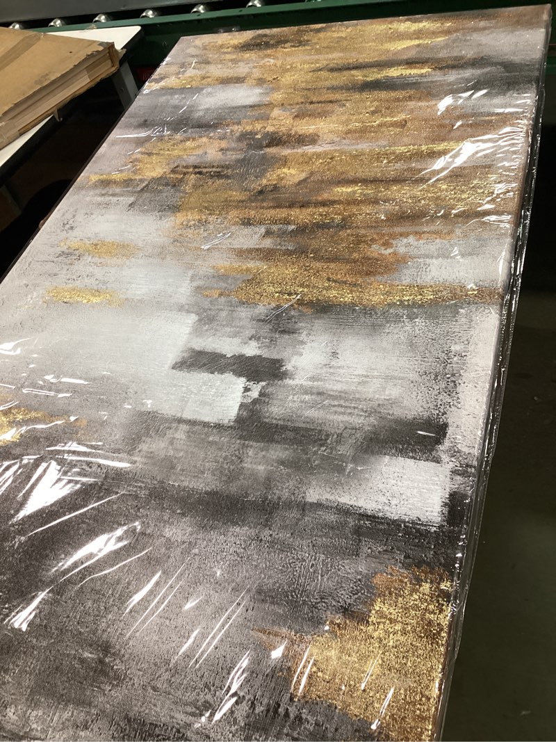 Condition photo showing New/Like New for YJYart Abstract Canvas Wall Art with Gold Foil Modern Black Oil Paintings Graffiti Wall Art for Living Room Bedroom Kitchen Office Wall Decorations 30" x 60" 29"x58" Grey