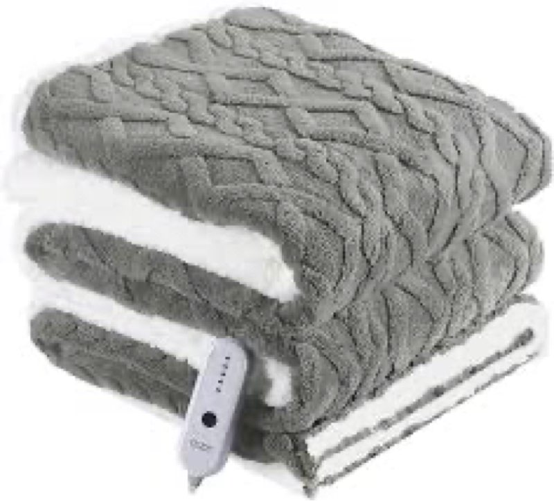 Electric Heated Blanket Twin Size 62"x84", Dual-Sided Soft Flannel & Sherpa, LCD Display 10 Heat Set