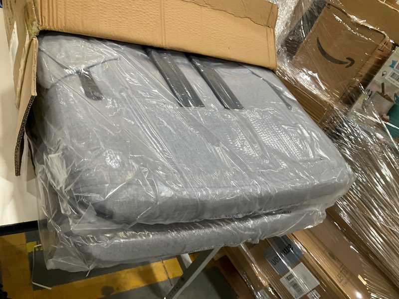 Condition photo showing Good Condition for extra wide stadium seats with back support 2 pack, exclusive "sofa style" design thick bleacher chairs with back and cushion, 6 reclining positions - ultimate comfort for sports events (grey, 25") extra wide - width 25 inches grey