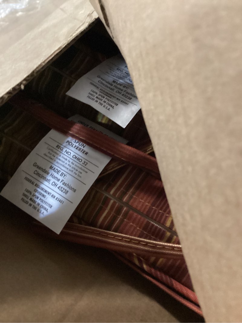 Condition photo showing Good Condition for outdoor 18 inch square patio dining chair pads – comfortable fiber-filled seat cushions with ties, reversible polyester fabric - kinnabari stripe, set of 4 kinnabari stripe set of 4