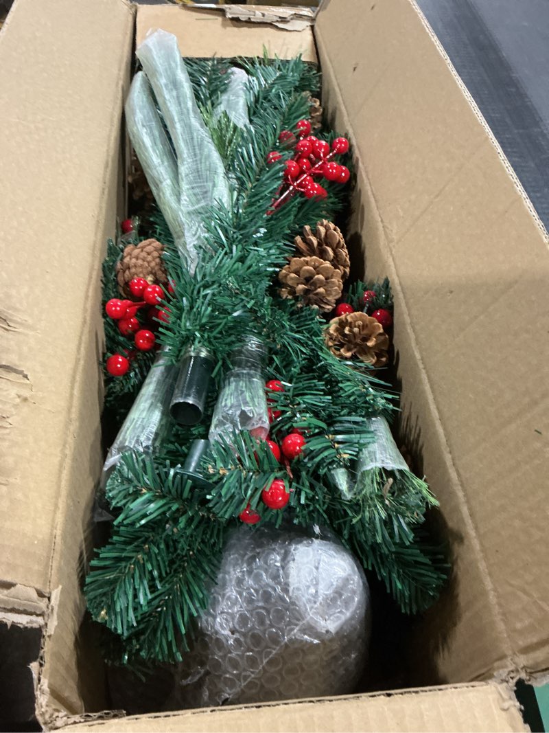 Condition photo showing As Is for 2 Pack Christmas Tree,3FT Artificial Christmas Entrance Tree with Ornaments and Lights Battery Oprated,Mini Xmas Trees for Front Door,Pathway, Tabletop, Entryway, Entrance Christmas Decorations