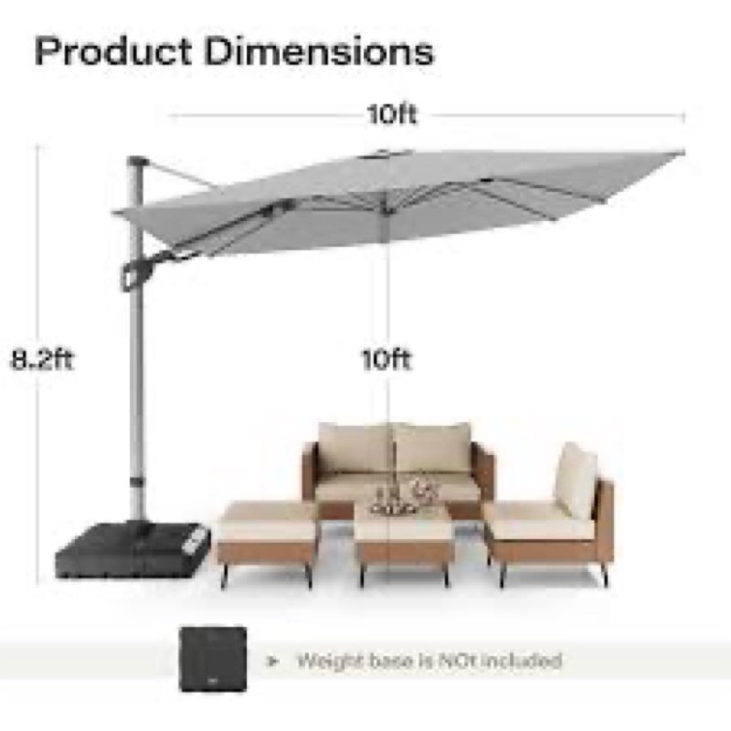 (Incomplete)(1 of 1 )Gentle Chic 120\" Aluminum Lighted Cantilever Umbrella
