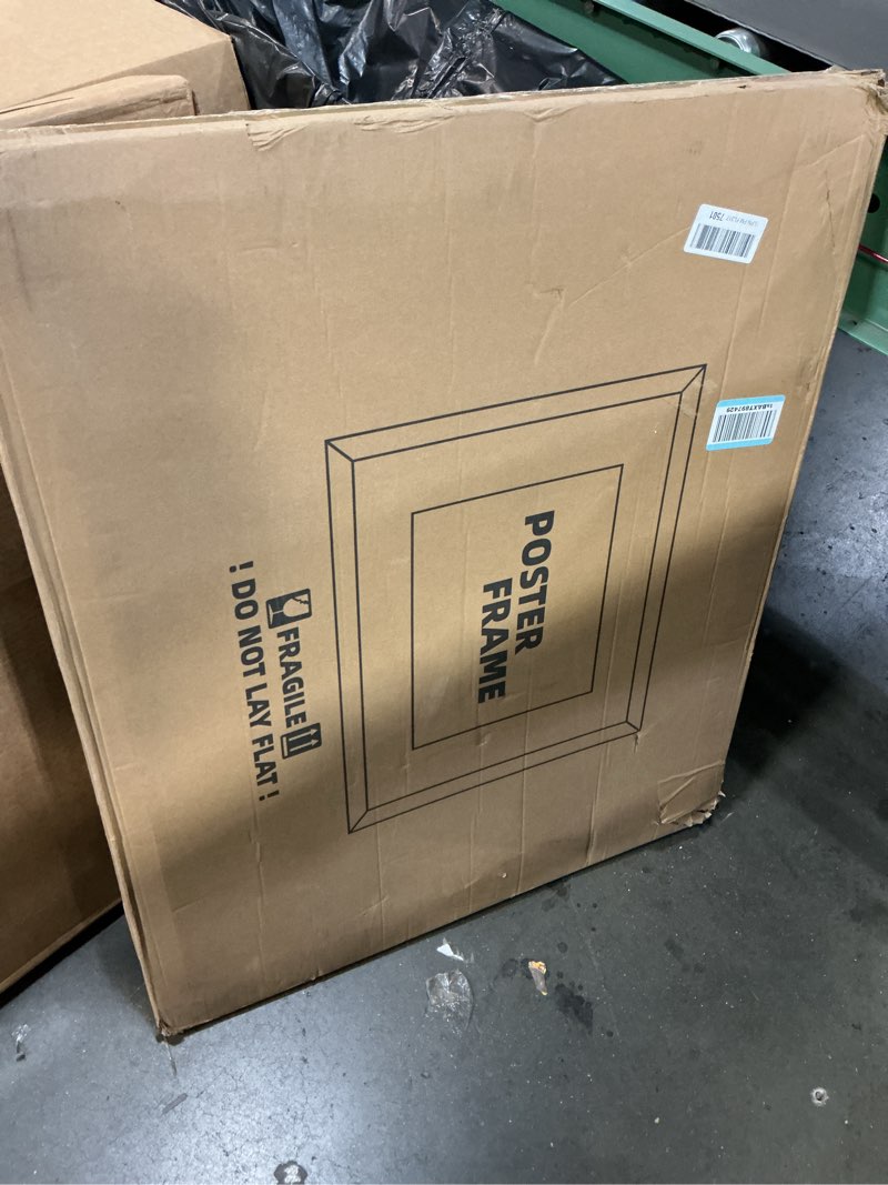 Condition photo showing New/Like New for 24x30 Frame Set of 2, Rustic Black Wood Style - Display 18x24 Picture Frame with Mat or 24 x 30 Poster without Mat, Wall Mounting Horizontal and Vertical Rustic Black 24x30 in