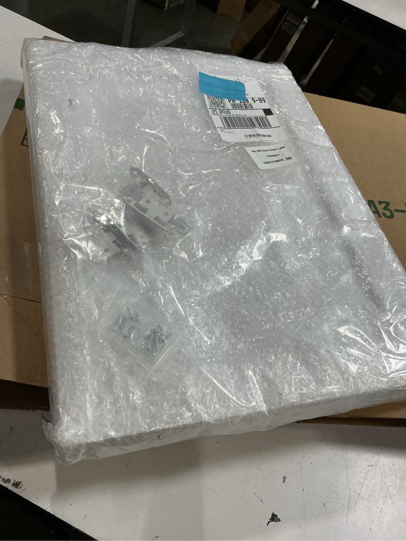 Condition photo showing Good Condition for 2 pcs pine kitchen cabinet door replacement with 4 pcs cabinet hinges wood shaker door front replacement for kitchen, bathroom, vanity(white,16.25" w x 22.5" h) 16.25" w x 22.5" h white