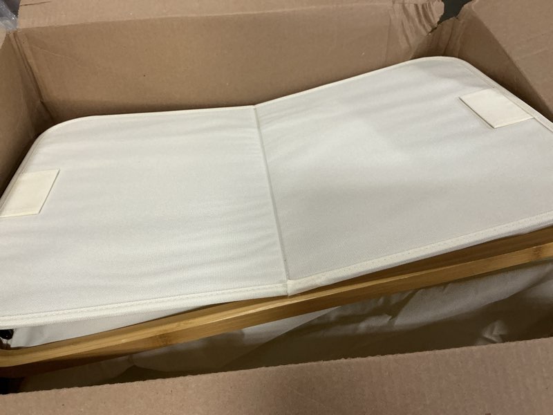 Condition photo showing As Is for efluky Laundry Hamper with Lid, Double Laundry Hamper with 2 Removable Bags, 2 Section Laundry Basket with Bamboo Handles for Bathroom, Bedroom & Laundry Room, 140L (36.9 Gallon) Beige Beige 140L Dual