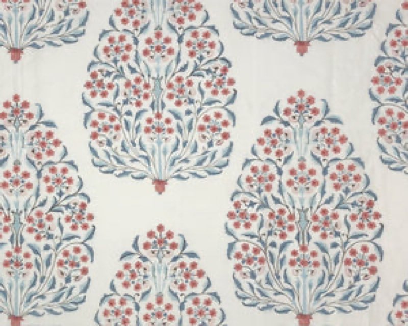  Aspen Block Print Blue/Coral 