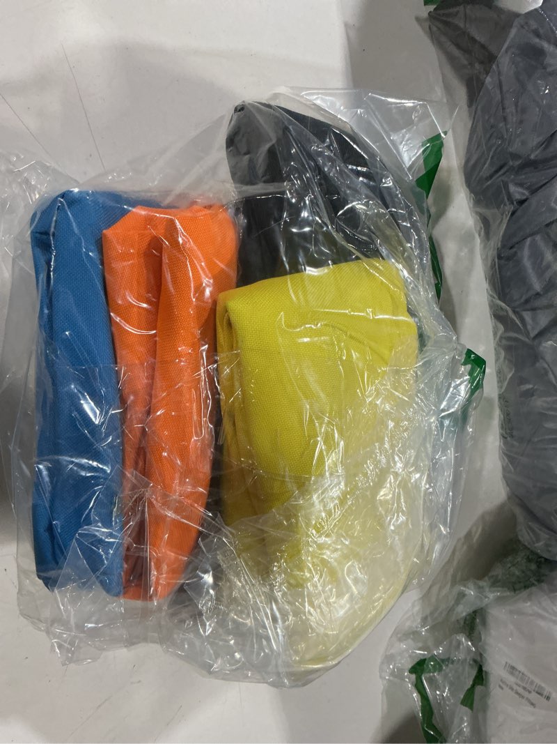 Condition photo showing Good Condition for cyrico rv sewer hose storage, 4 pack waterproof rv storage and organization with dual zipper closing visible cover, accessories bag for store fresh black water hoses, electrical cords, camper tools blue, black, orange, yellow