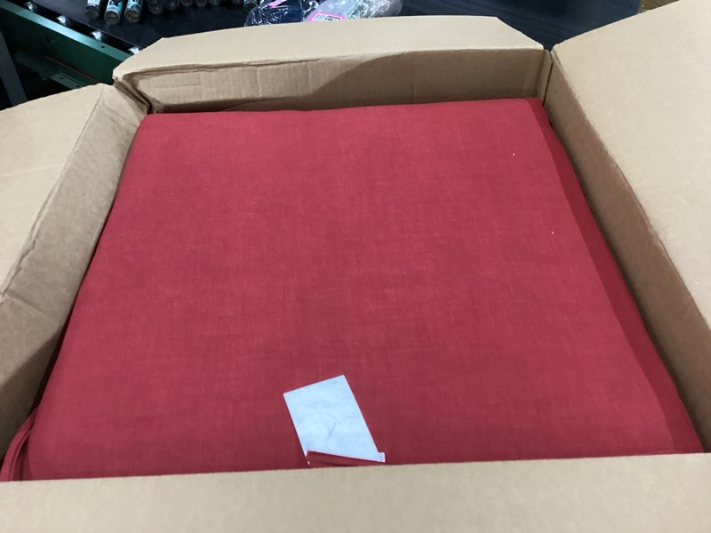 Condition photo showing New/Like New for **just bottom cushion**  arden outdoor deep seat cushion set, 24 in x 24 in, weather-proof, rain-proof, fade resistant patio cushion for chair, sofa, and couch ruby red leala polyfill ruby red leala 1 pack