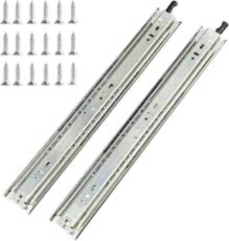 VIVEGO 1 Pair 34 Inch 100 Lb Capacity Heavy Duty Locking Drawer Slides(with Stainless Screws),Side M