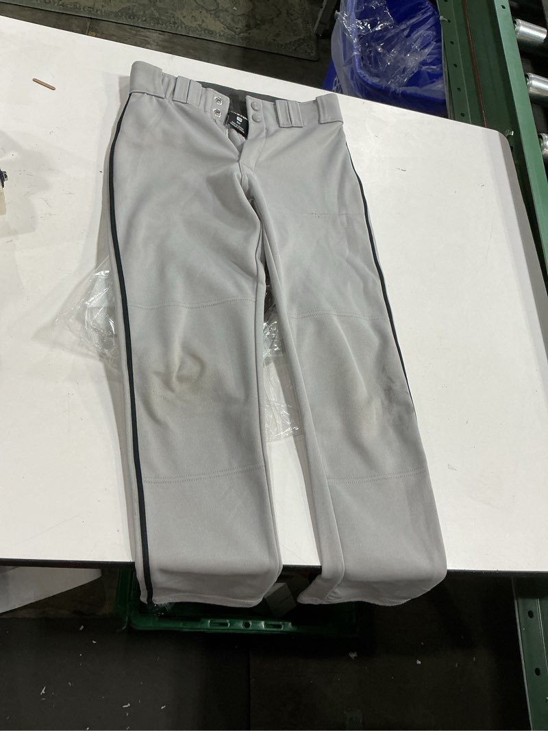 Condition photo showing As Is for easton rival+ baseball pant | full length/semi-relaxed fit | youth sizes | solid & piped options grey/black medium piped