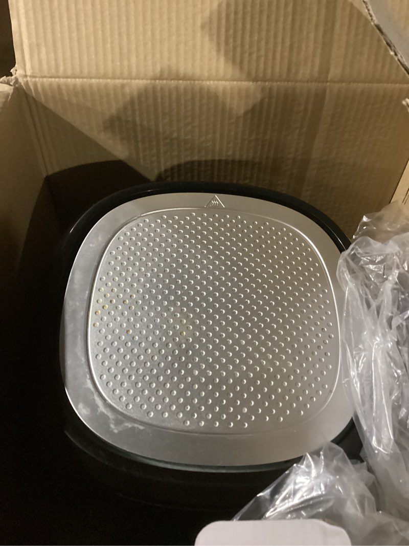 Condition photo showing As Is for Gourmia Air Fryer - 6 Qt Large Capacity, FryForce 360º, Digital Display with 12 Presets, Roast, Bake, Broil, Dehydrate, Dishwasher Safe Accessories, Black 6 Quart Black