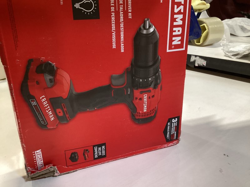 craftsman v20 cordless drill/driver kit, 1/2 inch, battery and charger included (cmcd700c1)