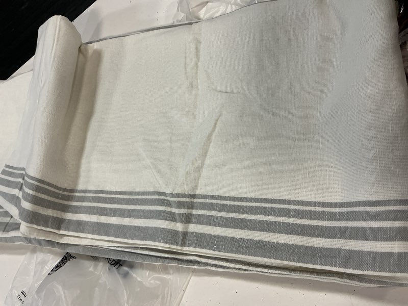Condition photo showing Good Condition for coastal stripe linen cotton room darkening curtain - single panel 48x108
