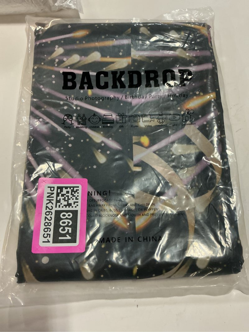 Condition photo showing New/Like New for LYCGS 118.1''x 82.6''Fabric Happy New Year Backdrop Black and Gold 2026 New Years Eve Party Decor Colorful Fireworks Banner X-475 10x7ft