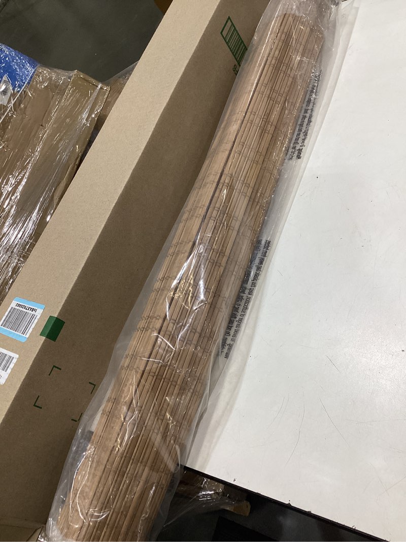 Condition photo showing New/Like New for bamboo shades for outdoor patio, custom bamboo blinds for indoor windows, natural woven wood window blinds, light-filtering & privacy protection roll up shades,easy to install f-carbonized-color 36"w x 72"h