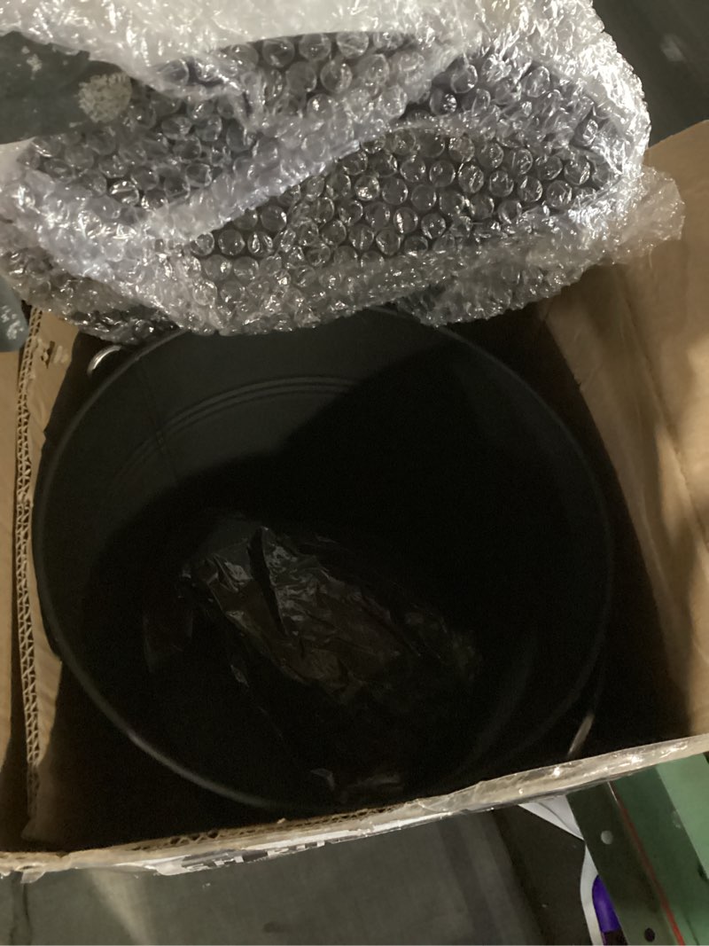 Condition photo showing Good Condition for brian & dany ash bucket with lid, 2.6 gallon fireplace ash bucket with shovel and hand broom, metal bucket for fireplace, fire pit, wood burning stove, black 2.6 gal,black