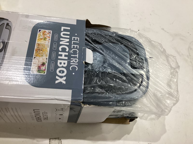 Condition photo showing Good Condition for vingud electric lunch box for adults, heated lunch box food warmer, 80w 1.5l portable heating lunchbox for men/work/car/truck, 12v 24v 110v lonchera eléctrica portátil christmas white elephant gifts gray