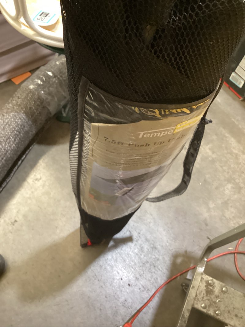Condition photo showing Good Condition for 7.5' round outdoor patio market umbrella black - room essentials™: steel frame, push-up lift, no tilt