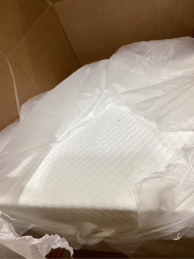 Condition photo showing Good Condition for ruqmuis wedge pillow for acid reflux, bed wedge pillow for headboard 10", pillow wedge for back pain relief, post surgery, elevated pillows for sleeping, snoring, triangle pillow with cover, white 24*24*10 inch white/grey