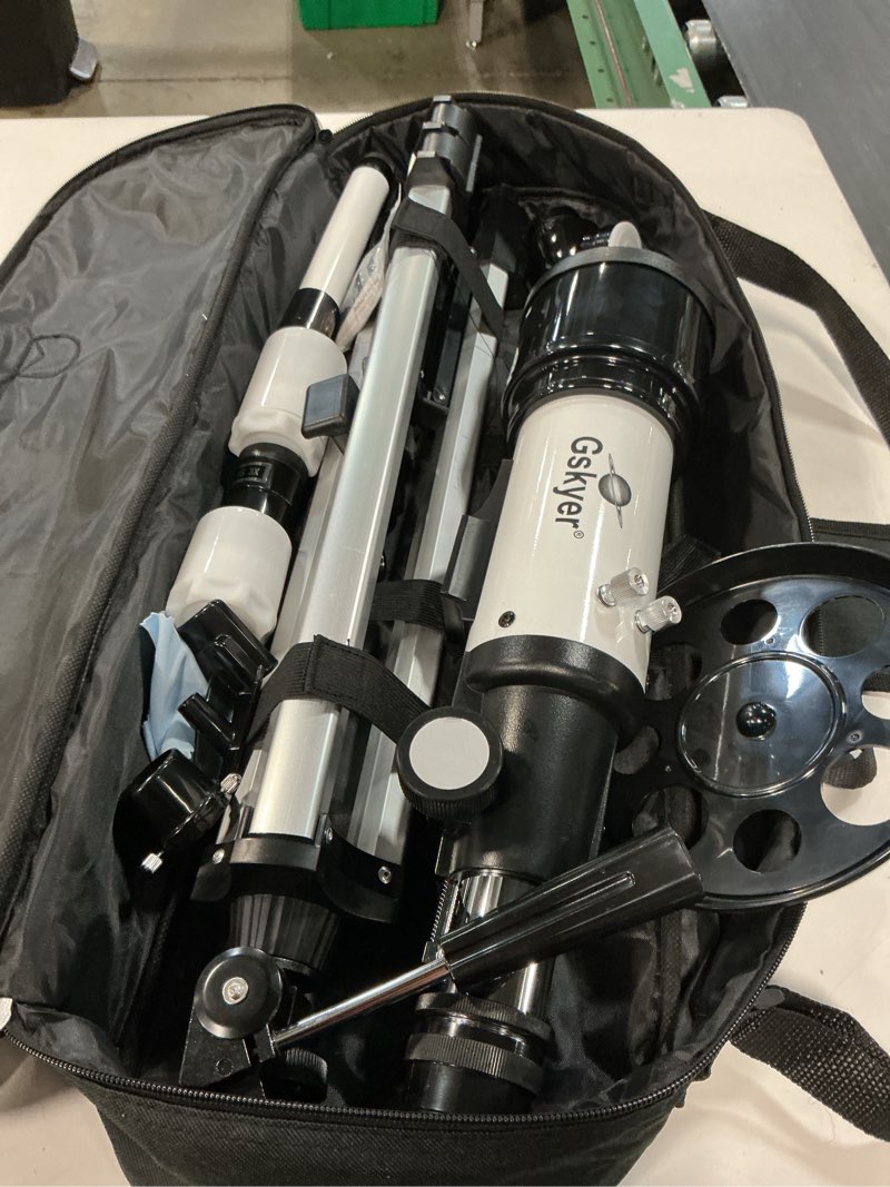 Condition photo showing As Is for gskyer telescope, 70mm aperture 400mm az mount astronomical refracting telescope for kids beginners - travel telescope with carry bag, phone adapter and wireless remote. az70400