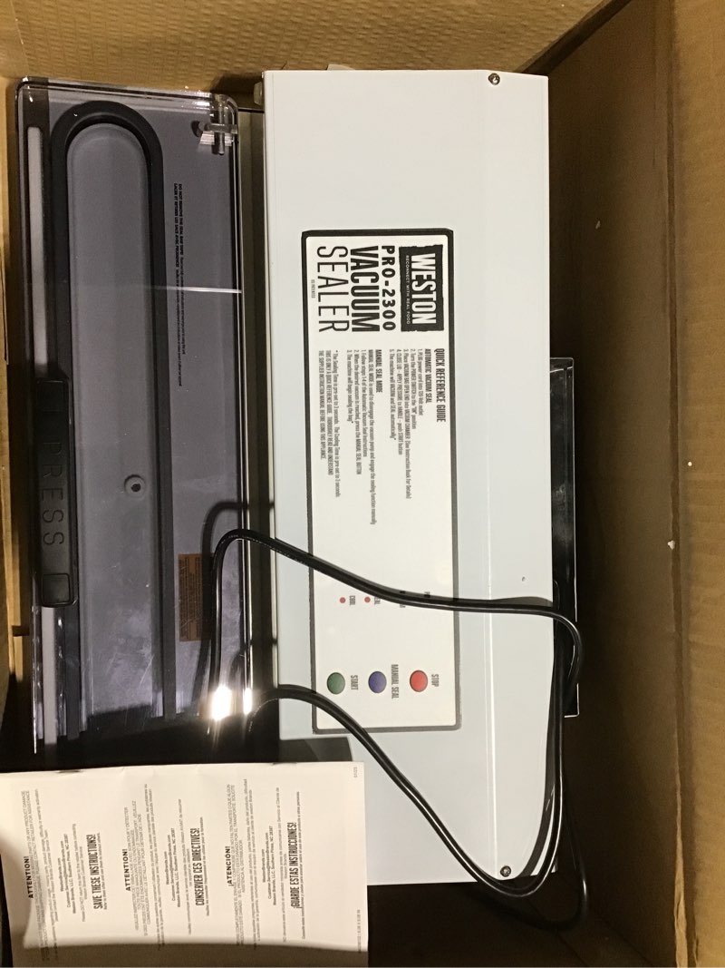 Condition photo showing Good Condition for Weston Brands Vacuum Sealer Machine for Food Preservation & Sous Vide, Extra-Wide 5mm Bar for Sealing Bags up to 16" Wide, 935 Watts, Commercial Grade Pro 2300, Stainless Steel (65-0201)