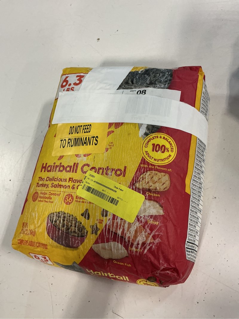 Condition photo showing New/Like New for (best if used by sep 11/2027)meow mix hairball control dry cat food for adult cat, 6.3 lb. bag