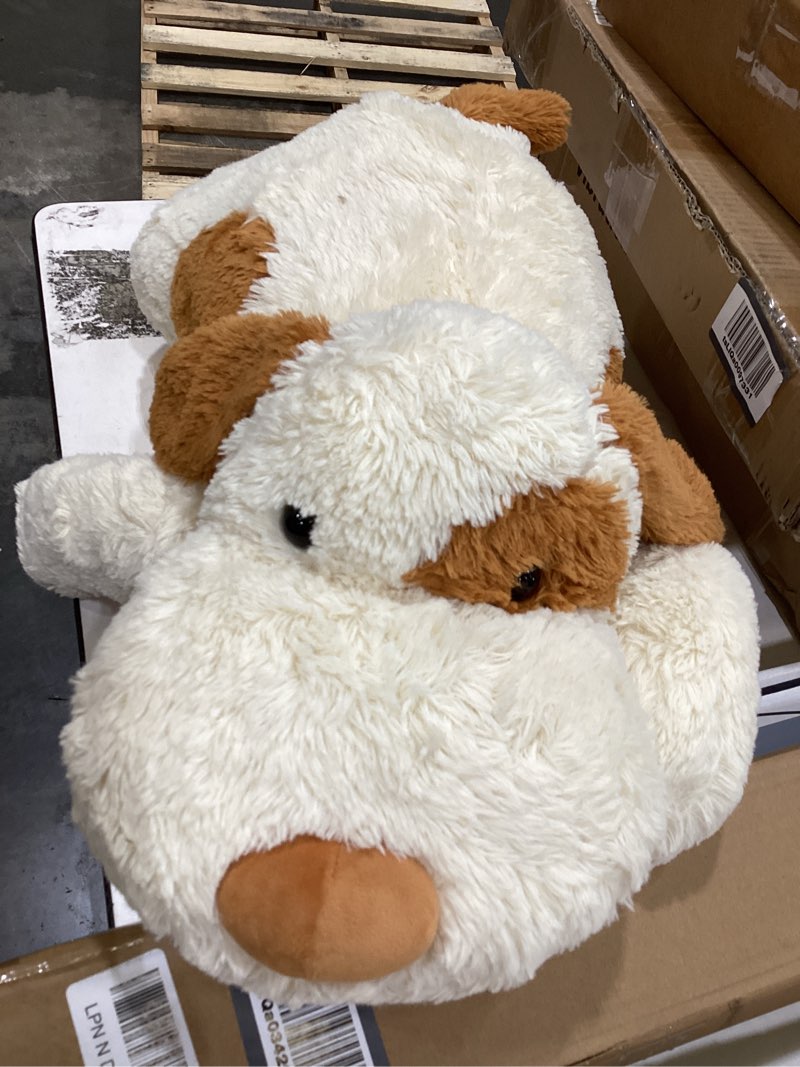 Condition photo showing Good Condition for meowtastic brown & white dog weighted stuffed animals - 22 inch 4.5 pounds weighted plush dog stuffed animals - big stuffed dog plush pillow - cute plush toys gifts for kids & adults (22" 4.5 lbs) brown & white dog medium