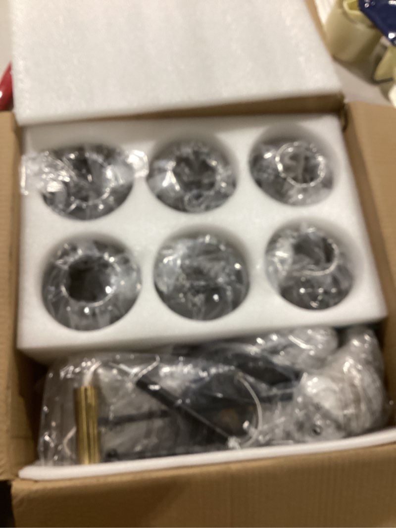 TUOKJSA 6-Light Glass Globe Sputnik Light Fixture Modern Matte Black and Gold Chandelier Semi Flush 