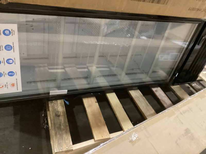 Condition photo showing As Is for Commercial Beverage Refrigerator, 24.5 Inch 15 Cu. Ft. Drink Fridge, Display Refrigerator with Glass Door, Commercial Display Fridge with 4 Adjustable Shelves, for Shops, Restaurants, Bars Black 24.5"W 15 Cu. Ft.