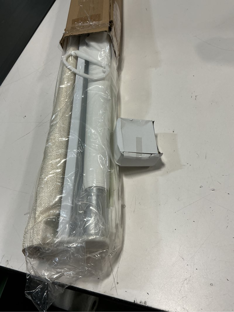 Condition photo showing New/Like New for Madison Park Galen Cordless Fabric Privacy Single Panel Darkening, Energy Efficient Roman Shade, Window Curtain, 31"W x 64"L, Printed Faux Silk Ivory