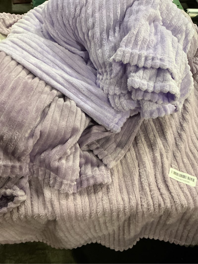 Condition photo showing As Is for Buryeah 12 Pcs Flannel Throw Blanket Bulk 50 x 60 in Sleepover Blanket Outdoor Wedding Throw Lightweight, Oeko-tex Standard 100 Certified for Sofa Homeless Gifts (Purple Series) 12 Purple Series