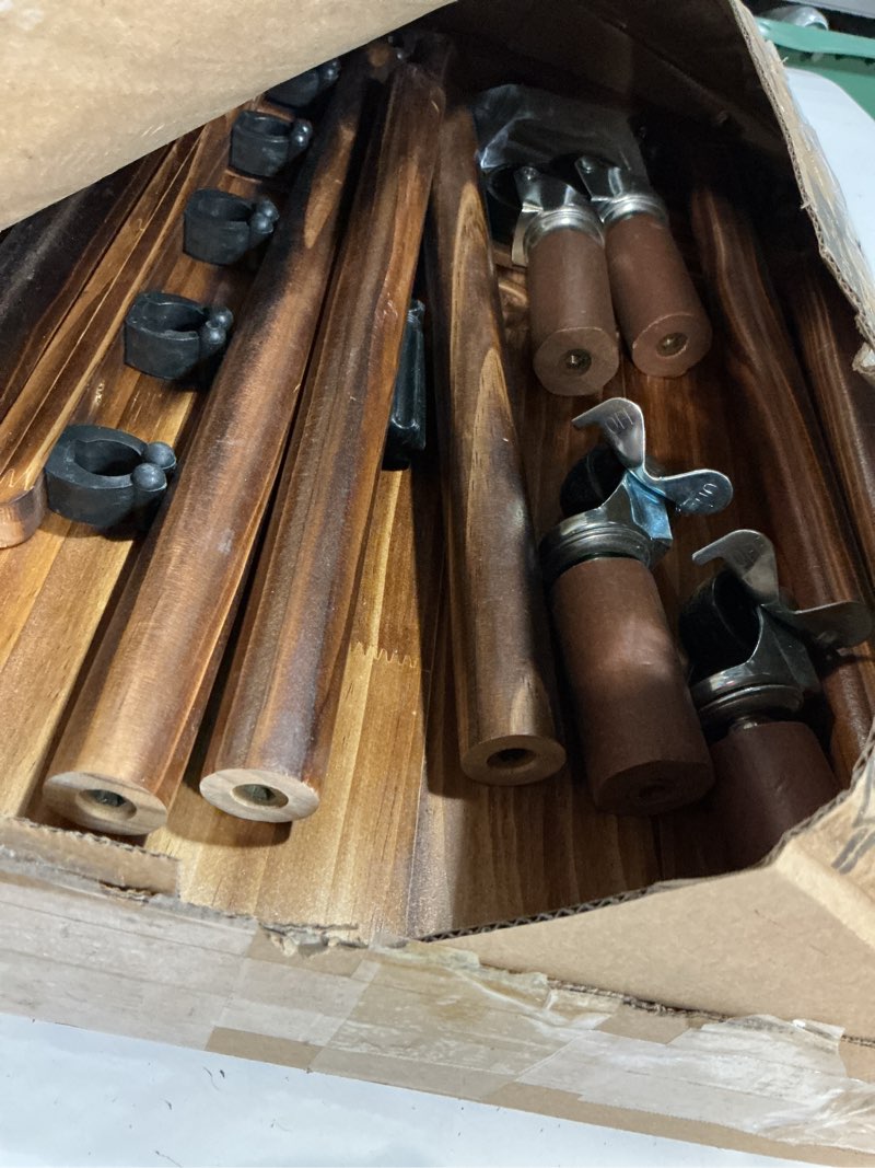 Condition photo showing As Is for ghosthorn fishing rod holders for garage fishing pole rack hold up to 10 rods fishing pole holders wooden organizer fishing rod rack car fishing gear storage equipment (carbonization?4 tier)