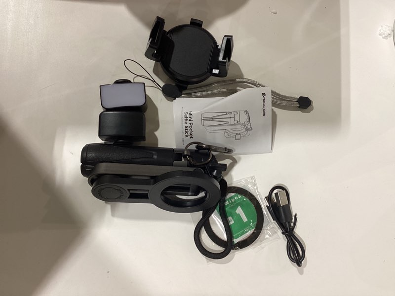 Condition photo showing Good Condition for magic john phone tripod with 2 selfie light, portable pocket size selfie stick for iphone magsafe, selfie stick with detachable remote control for photograph, live streaming, video recording