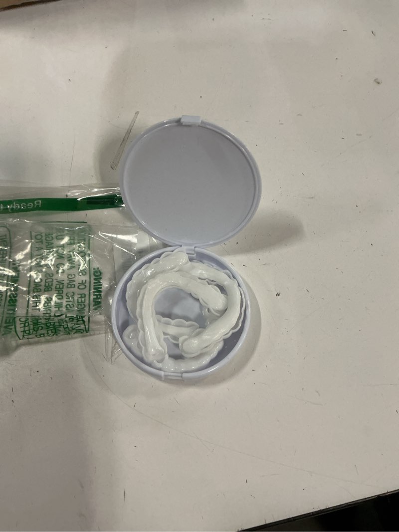 Condition photo showing As Is for 2 pairs snap on dentures for women & men, comfortable & confident smile, snap in teeth for missing teeth (missing tools)