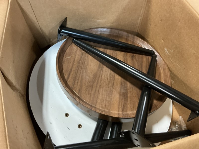 Condition photo showing As Is for (Similar to stock photo) Round Mid-Century Modern Side Table - Danya 2 pieces