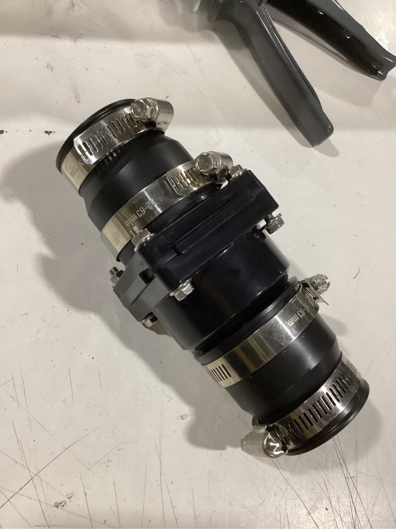 Condition photo showing Good Condition for similar to hydro master plastic sump pump check valve with stainless steel clamps for 1-1/2 inch or 1-1/4 inch