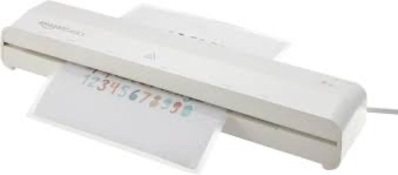 amazon basics 12-inch thermal laminator machine, easy to use for home office or school,white