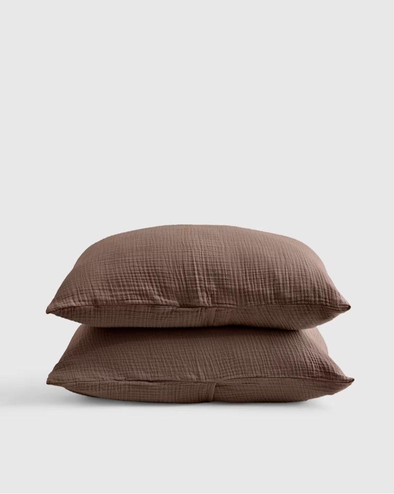quince organic cotton gauze sham set chocolate/20x26 inch
