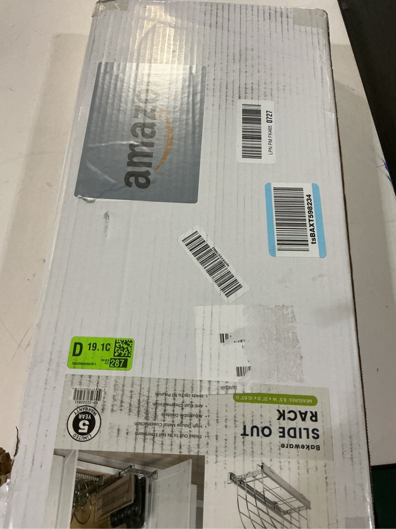 Condition photo showing New/Like New for HOLDN’ STORAGE Pull Out Organizer for Bakeware, Cutting Board and Trays, Adjustable Dividers - Heavy Duty, Lifetime Limited Warranty - For Narrow Cabinet Spaces, 8.5”W x 21”D x 11”H, Chrome 8.5" W x 21" D