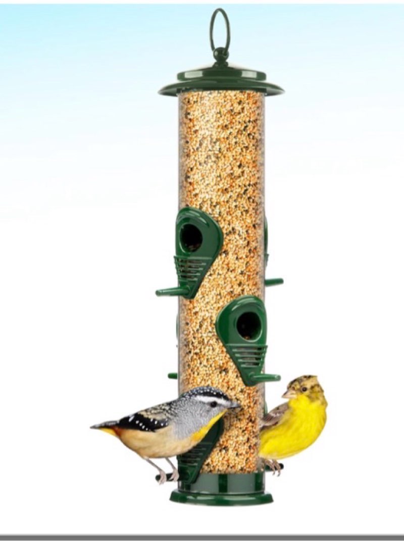 Gray Bunny 6-Port Bird Feeders for Outdoors Hanging - Premium Grade Metal Tube Bird Feeder, Chew-Proof, Weather and Water Resistant