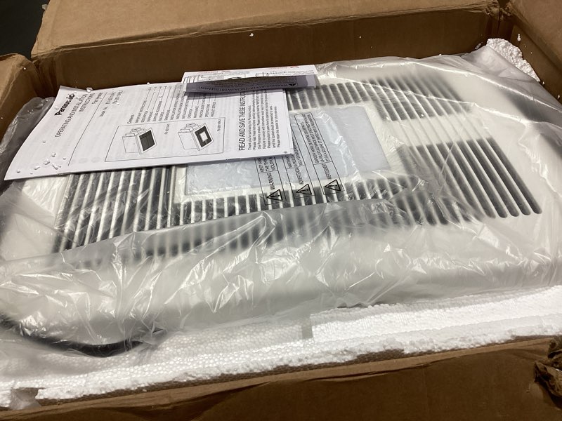 Condition photo showing As Is for Panasonic WhisperWarm Ceiling Mount Bathroom Exhaust Fan with LED Light & Heater, 50-80-110 CFM, FV-0511VHL1 Fan + LED Light