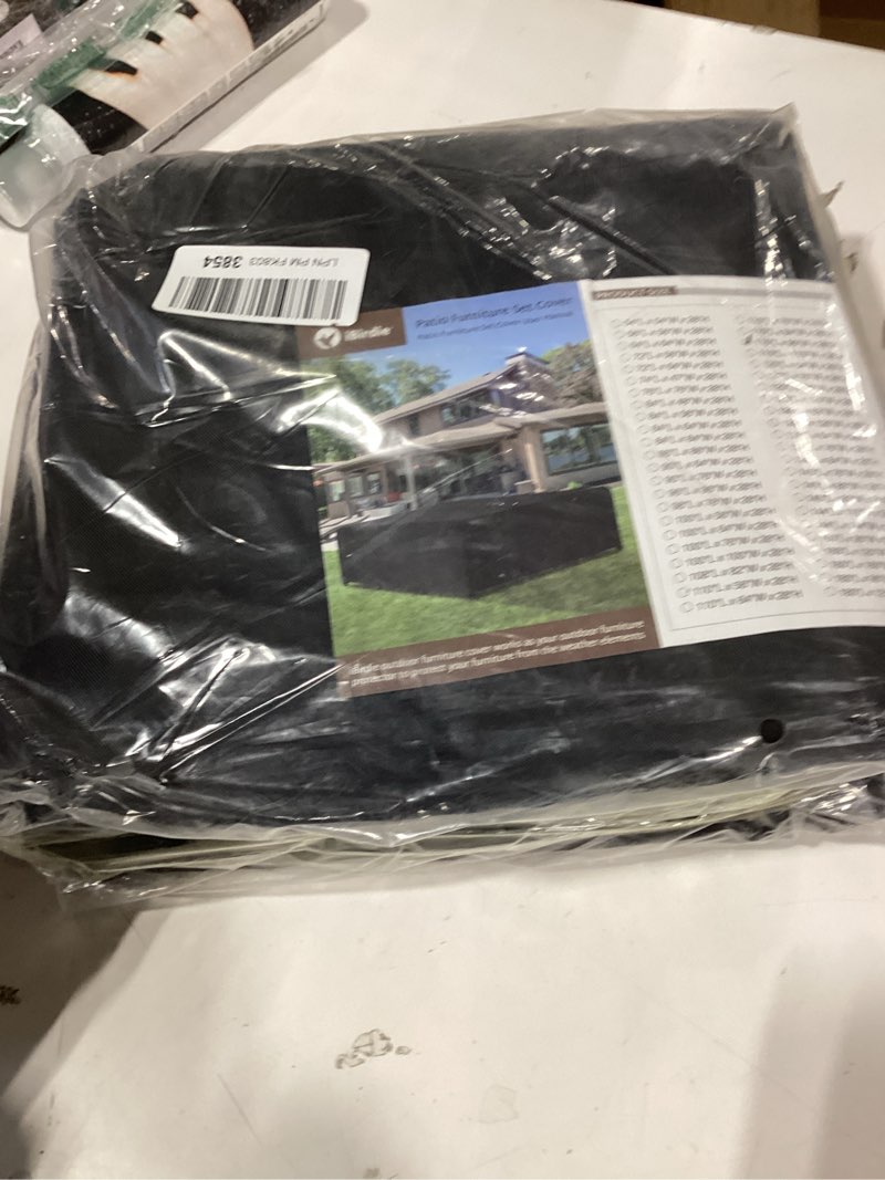 Condition photo showing New/Like New for ibirdie outdoor patio furniture set covers 110 x 90 inch waterproof weatherproof rectangular cover, heavy duty 600d for outside dining table and chairs black 110"l x 90"w x 28"h