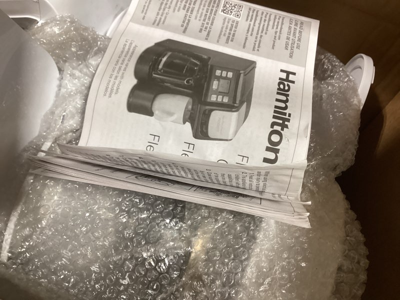 Condition photo showing Good Condition for Hamilton Beach FlexBrew Trio 2-Way Coffee Maker, Compatible with K-Cup Pods or Grounds, Combo, Single Serve & Full 12 Cup Coffee Pot, White, Fast Brewing, Removeable Reservoir White, Fast Brewing, Removable Reservoir