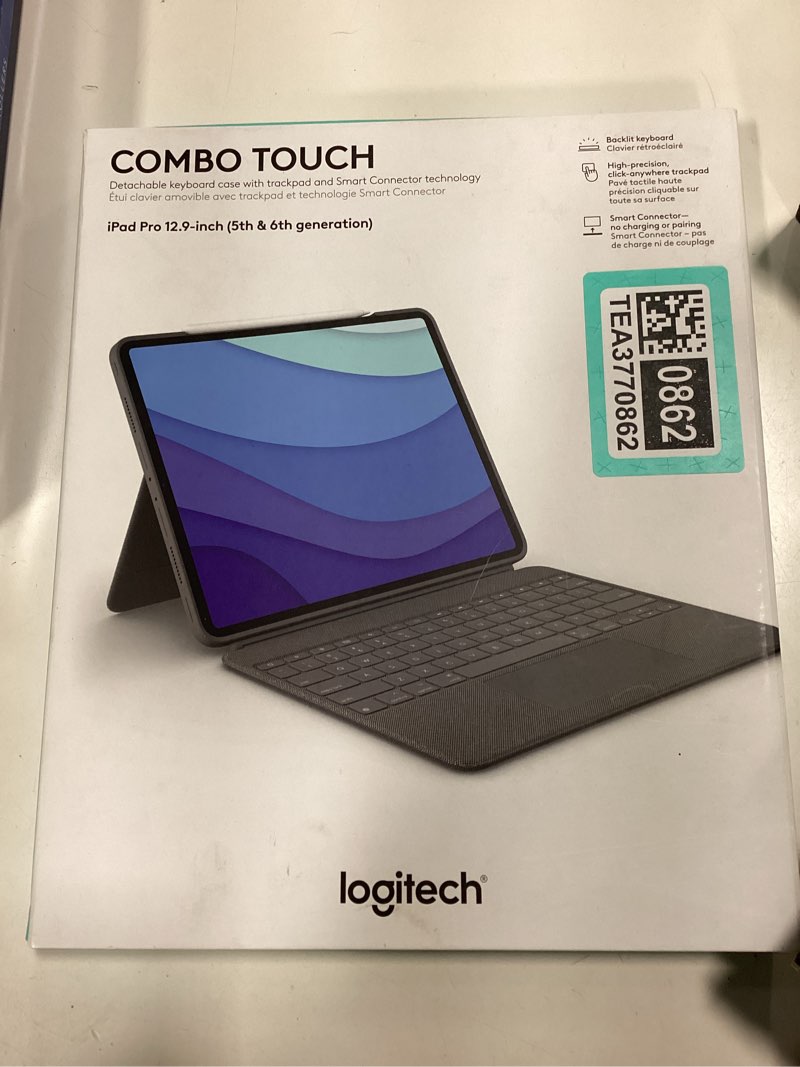 Condition photo showing Good Condition for Logitech Combo Touch iPad Pro 12.9-inch (5th, 6th gen - 2021, 2022) Keyboard Case - Detachable Backlit Keyboard with Kickstand, Click-Anywhere Trackpad, Smart Connector - Oxford Gray; USA Layout