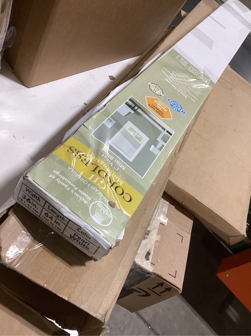Condition photo showing New/Like New for Cordless Light Filtering Mini Blind - 36 Inch Width, 64 Inch Length, 1" Slat Size - Pearl White - Cordless GII Morningstar Horizontal Windows Blinds for Interior by Achim Home Decor 36"W x 64"H Pearl White